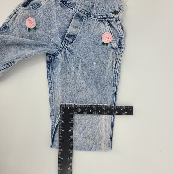 Vintage 80s NEIMAN MARCUS Girl's Acid Wash Lace Denim Jean Overalls 4T RARE 2929 - Picture 13 of 14